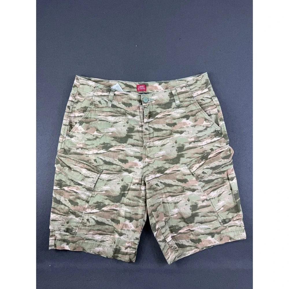 Levi's Mens XX Green Cargo Shorts Camouflage Flat Front Utility Pocket 34 54756